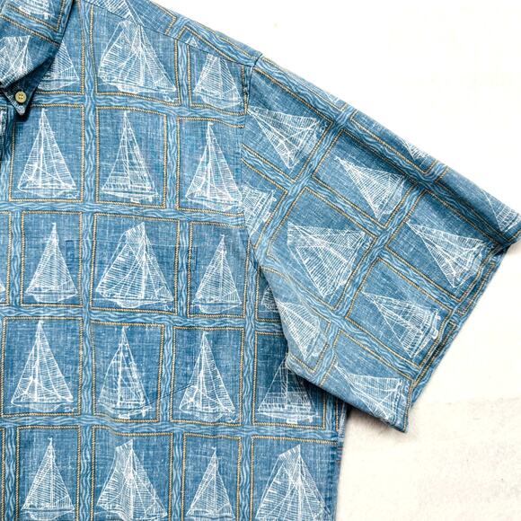 Reyn Spooner VTG 90s Dietrich Varez Mens 3XL Hawaiian Shirt Sailboat Pullover - Picture 3 of 10